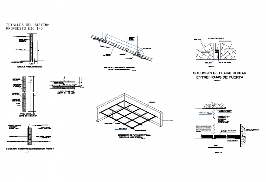 Concealed Grid Ceiling Detail With An Isometric View Of The Ceiling